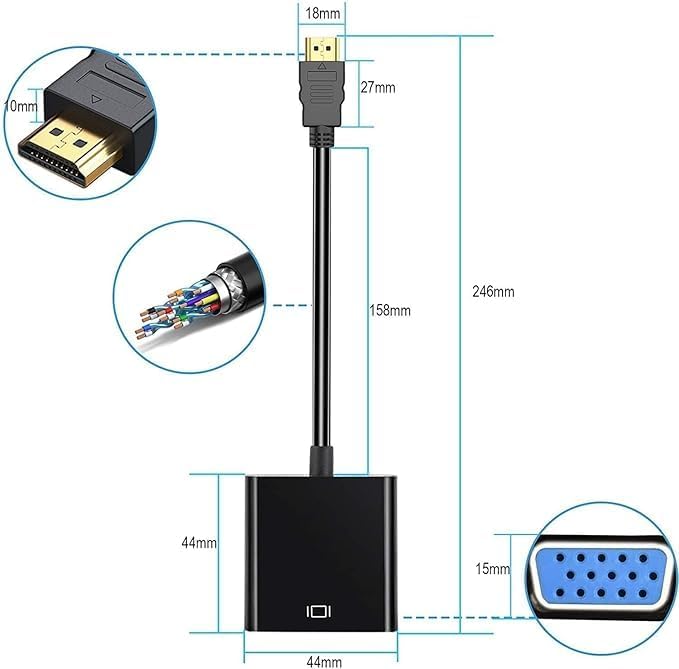 DigitConvert HDMI to VGA Adapter 2 Pack, Gold-Plated HDMI to VGA Converter (Male to Female), Compatible for Computer, Laptop, PC, Monitor, Projector, HDTV, Chromebook, Raspberry Pi, Roku, Xbox and More - Image 4